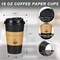 16 OZ Coffee Cups 50 Pack, 16 Ounce To Go Cups with Lids, Stir Sticks and Sleeves, 16 Ounce Disposable Coffee Cup, 16 OZ Black Hot Paper Cup for Home, Travel, Office